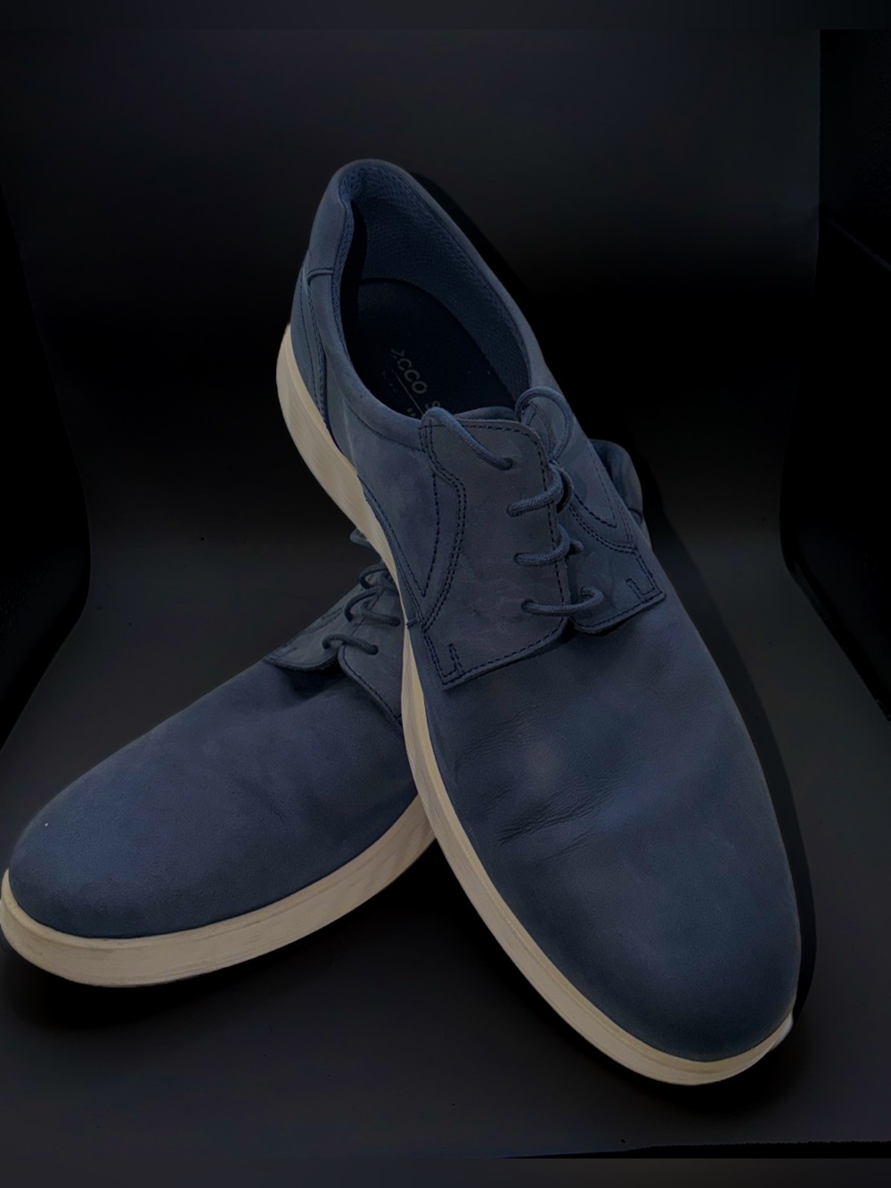 Ecco Men's Lace-Up Oxfords in Blue with White Sole